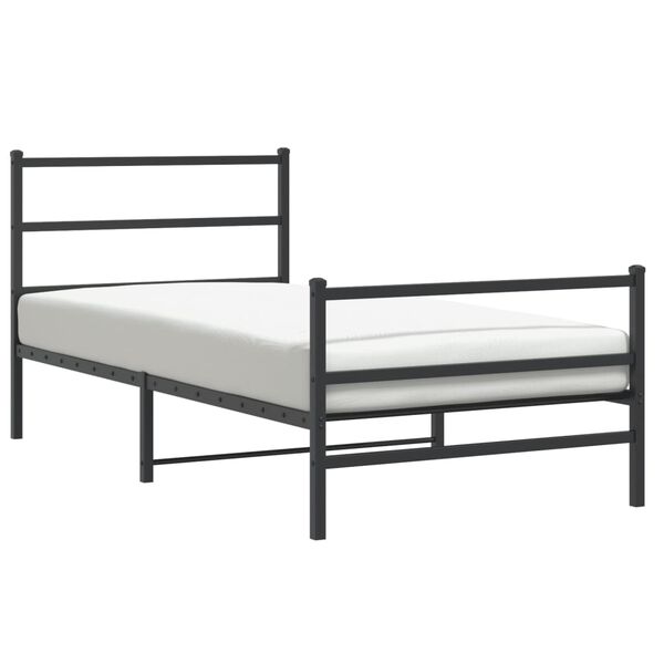 vidaXL Cadre de lit m&eacute;tal sans matelas avec pied de lit noir 100x190cm