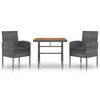 vidaXL Ensemble &agrave; manger d'ext&eacute;rieur 3 pcs R&eacute;sine tress&eacute;e Gris