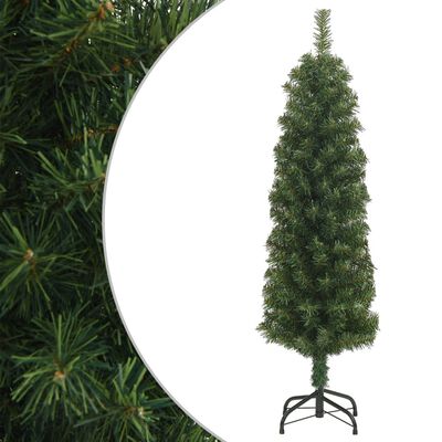 vidaXL Sapin de Noël artificiel mince avec support Vert 150 cm PVC