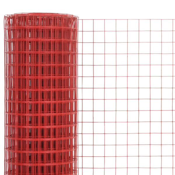 vidaXL Grillage Acier avec rev&ecirc;tement en PVC 25x0,5 m Rouge
