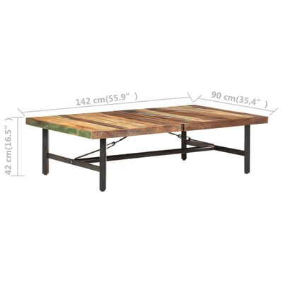 vidaXL Table basse 142x90x42 cm Bois de récupération massif