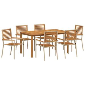 vidaXL Ensemble de salle à manger pour jardin 7 pcs Beige Poly rotin
