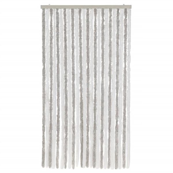 vidaXL Rideau anti-mouches gris clair et blanc 100x230 cm chenille