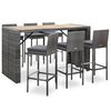 vidaXL Ensemble de bar d'ext&eacute;rieur 7 pcs coussins R&eacute;sine tress&eacute;e Gris