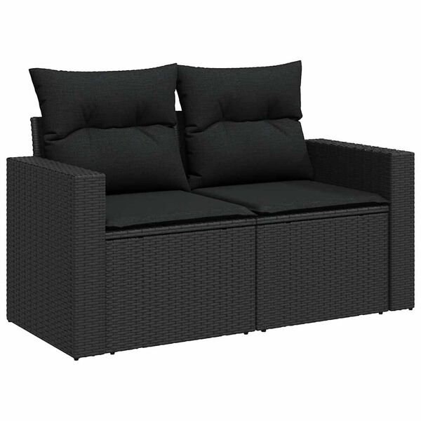 vidaXL Salon de jardin 10 pcs avec coussins noir r&eacute;sine tress&eacute;e