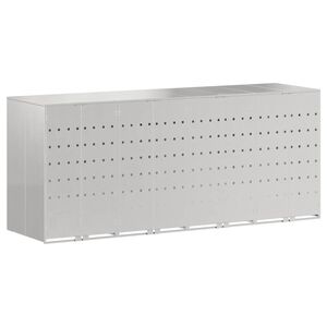 vidaXL Rangement de poubelle &agrave; roulettes pour 3 poubelles Argent