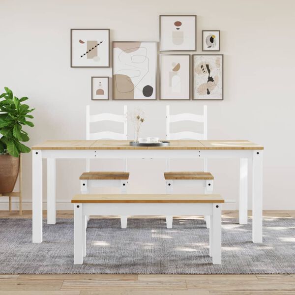 vidaXL Table &agrave; manger Panama blanc 180x90x75 cm bois massif de pin