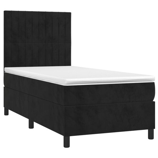 vidaXL Sommier &agrave; lattes de lit avec matelas LED Noir 90x190 cm Velours