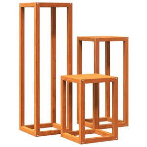 vidaXL Supports pour plantes 3 pcs marron cire bois de pin massif
