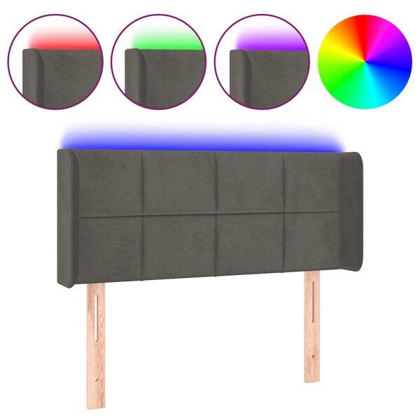 vidaXL T&ecirc;te de lit &agrave; LED Gris fonc&eacute; 83x16x78/88 cm Velours