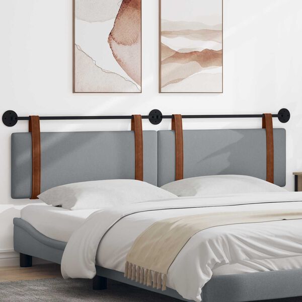 vidaXL T&ecirc;te de lit suspendue Uni Gris clair 210 x 55 x 5 cm PU antique