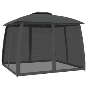 vidaXL Tonnelle avec double toit et parois en filet anthracite acier