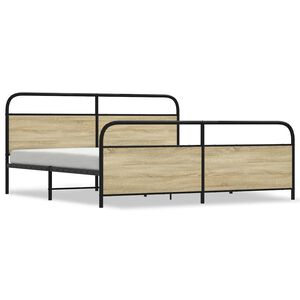 vidaXL Cadre de lit en m&eacute;tal sans matelas ch&ecirc;ne sonoma 193x203 cm