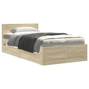vidaXL Cadre de lit et t&ecirc;te de lit sans matelas ch&ecirc;ne sonoma 75x190 cm
