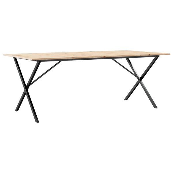 vidaXL Table &agrave; manger cadre en X 200x100x75cm bois de pin massif acier