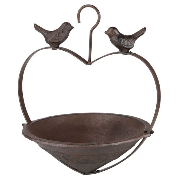 HI Mangeoire &agrave; oiseaux en forme de c&oelig;ur 22 cm Marron