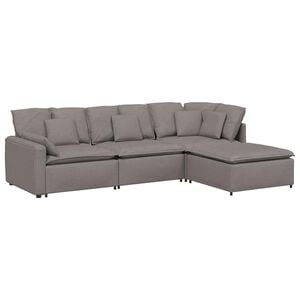 vidaXL Canap&eacute; modulable avec repose-pieds et coussins en tissu gris fonc&eacute;
