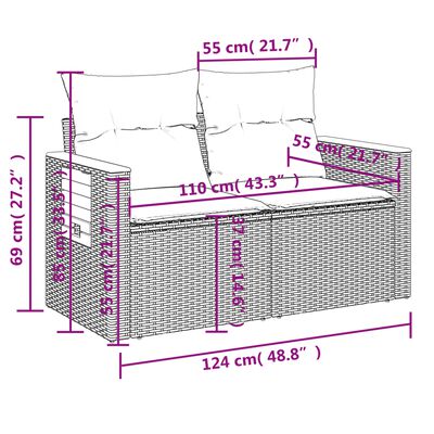 vidaXL Salon de jardin 4 pcs avec coussins noir résine tressée