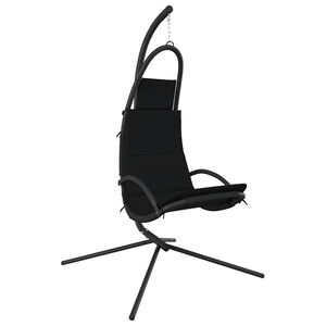 vidaXL Chaise balan&ccedil;oire de jardin et coussin noir tissu Oxford/acier