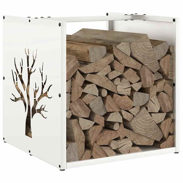 vidaXL Portant de bois chauffage blanc 40x40x40 cm
