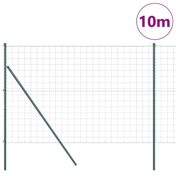 vidaXL Cl&ocirc;ture avec poteau Vert 1,6 x 10 m Acier et PVC