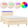 vidaXL Sommier &agrave; lattes de lit avec matelas LED Cr&egrave;me 120x200 cm Tissu