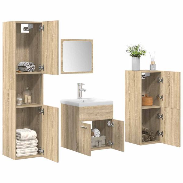 vidaXL Ensemble de meubles de salle de bain 5 pcs ch&ecirc;ne sonoma