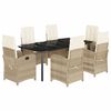 vidaXL Ensemble &agrave; manger de jardin et coussins 7 pcs beige poly rotin