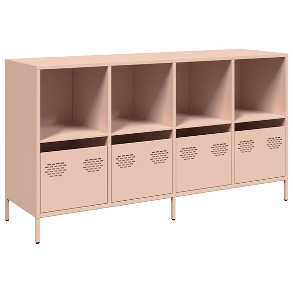 vidaXL Buffet rose 135x39x73,5 cm acier laminé à froid