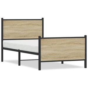 vidaXL Cadre de lit en m&eacute;tal sans matelas ch&ecirc;ne sonoma 75x190 cm