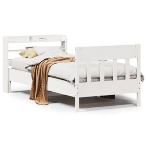 vidaXL Cadre de lit sans matelas blanc 75x190 cm bois de pin massif