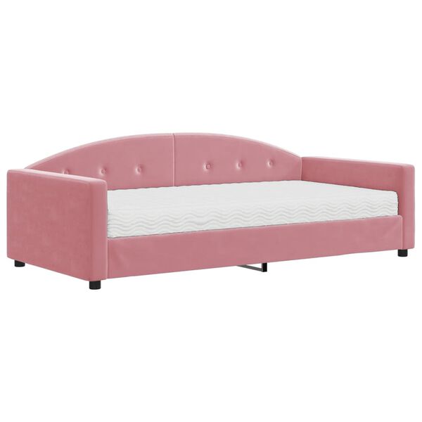 vidaXL Lit de jour avec matelas rose 100x200 cm velours