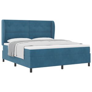 vidaXL Lit &agrave; ressorts avec matelas Bleu fonc&eacute; 200 x 180 cm Polyester
