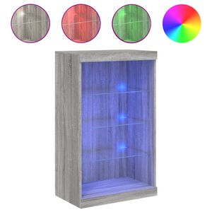 vidaXL Buffet avec lumi&egrave;res LED sonoma gris 60,5x37x100 cm