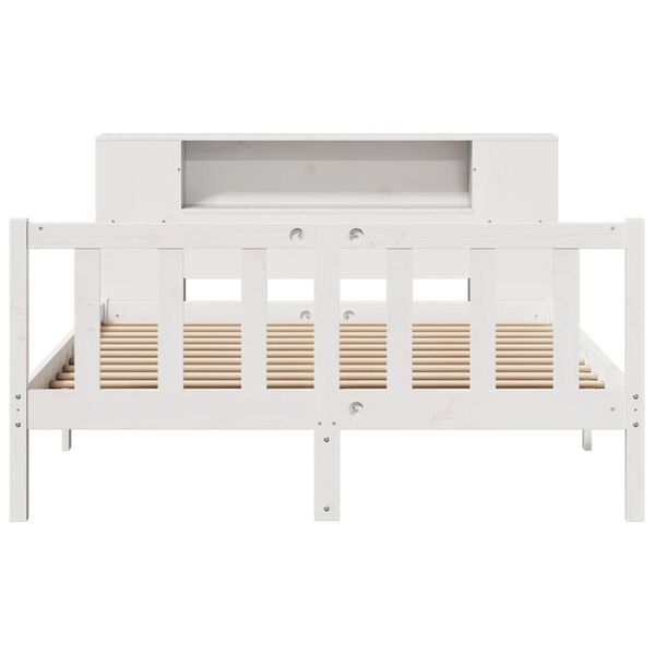 vidaXL Lit bibliothèque sans matelas blanc 120x190 cm bois pin massif