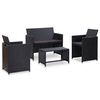 vidaXL Salon de jardin 4 pcs avec coussins R&eacute;sine tress&eacute;e Noir