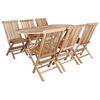 vidaXL Ensemble de meubles de jardin 7 pc Naturel Bois de teck massif