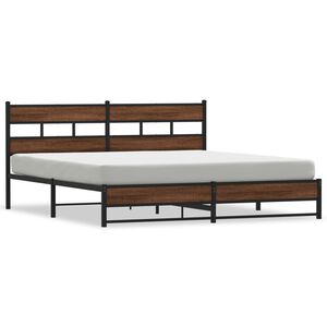 vidaXL Cadre de lit en m&eacute;tal sans matelas ch&ecirc;ne marron 180x200 cm