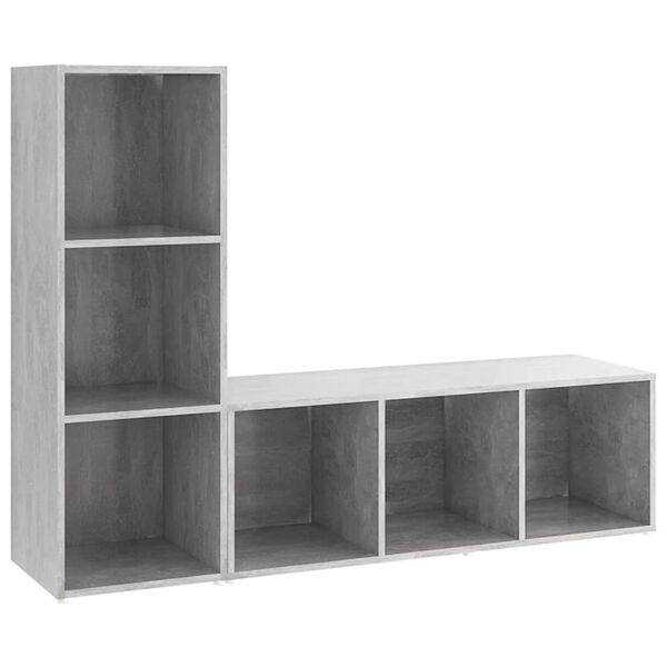 vidaXL Meubles TV 2 pcs Gris béton 107x35x37 cm Bois d'ingénierie