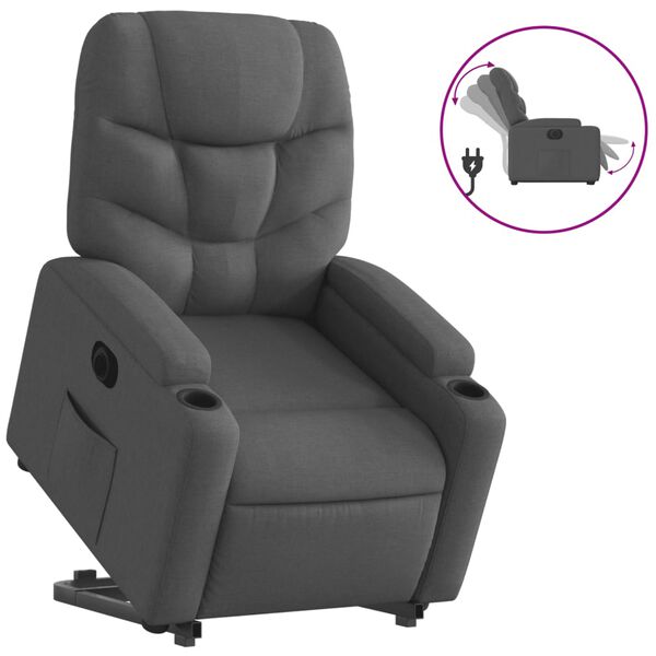 vidaXL Fauteuil inclinable &eacute;lectrique gris fonc&eacute; tissu