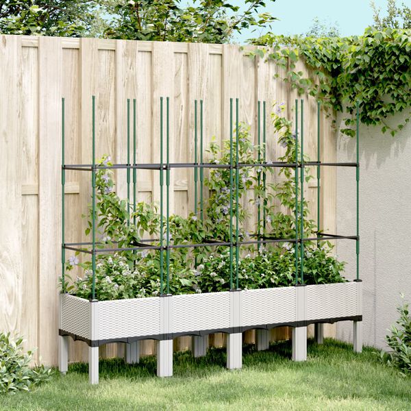 vidaXL Jardini&egrave;re avec treillis blanc 160x40x142,5 cm PP