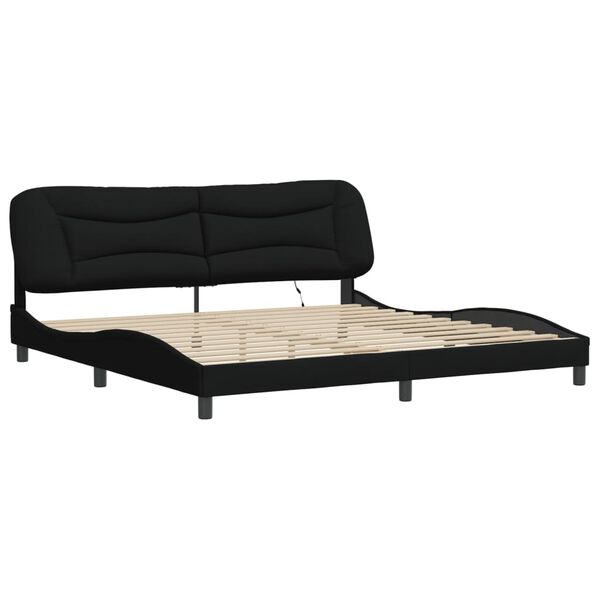 vidaXL Cadre de lit avec LED sans matelas Hvar noir 200x200 cm tissu