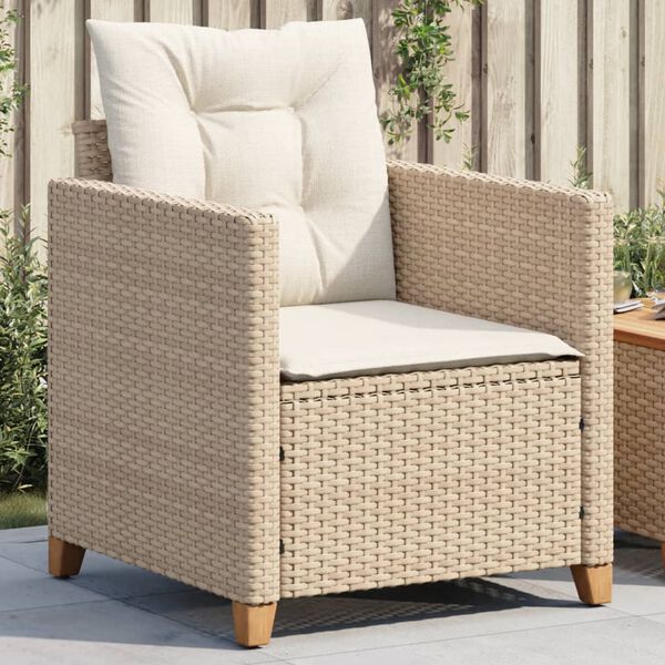 vidaXL Chaise de jardin avec coussins beige r&eacute;sine tress&eacute;e