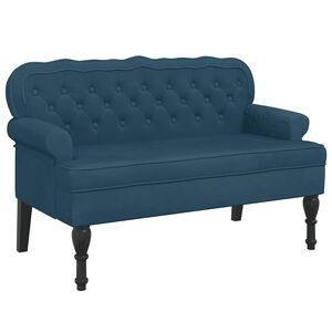 vidaXL Banc avec dossier bleu 119,5x64,5x75 cm velours