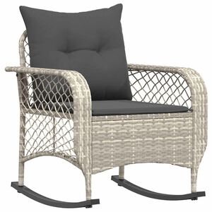 vidaXL Chaise &agrave; bascule de jardin avec coussins gris clair poly rotin