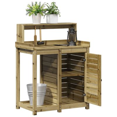 vidaXL Table de rempotage avec étagères bois de pin imprégné