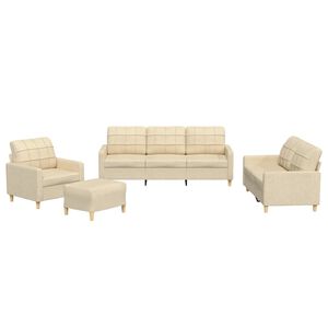 vidaXL Ensemble de canap&eacute;s 4 pcs avec coussins Cr&egrave;me Tissu