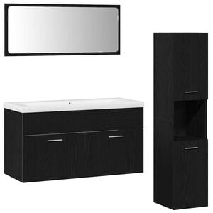 vidaXL Ensemble de mobilier de salle de bain 4 pi&egrave;ces Ch&ecirc;ne noir