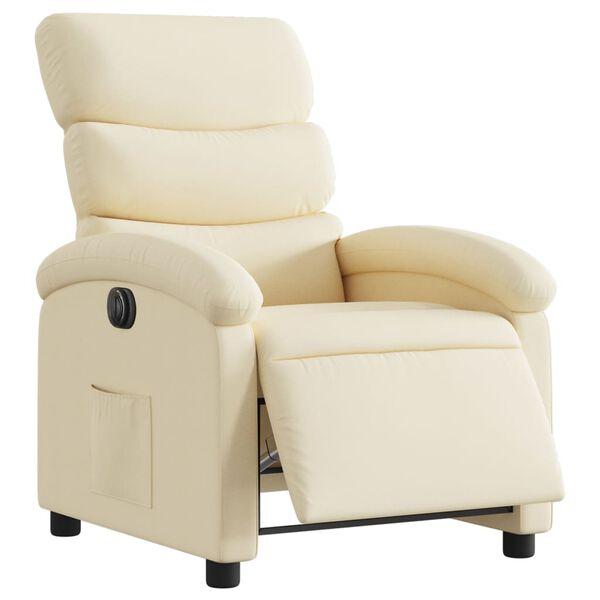 vidaXL Fauteuil inclinable &eacute;lectrique Cr&egrave;me Tissu