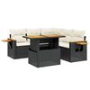 vidaXL Salon de jardin 6 pcs avec coussins noir r&eacute;sine tress&eacute;e